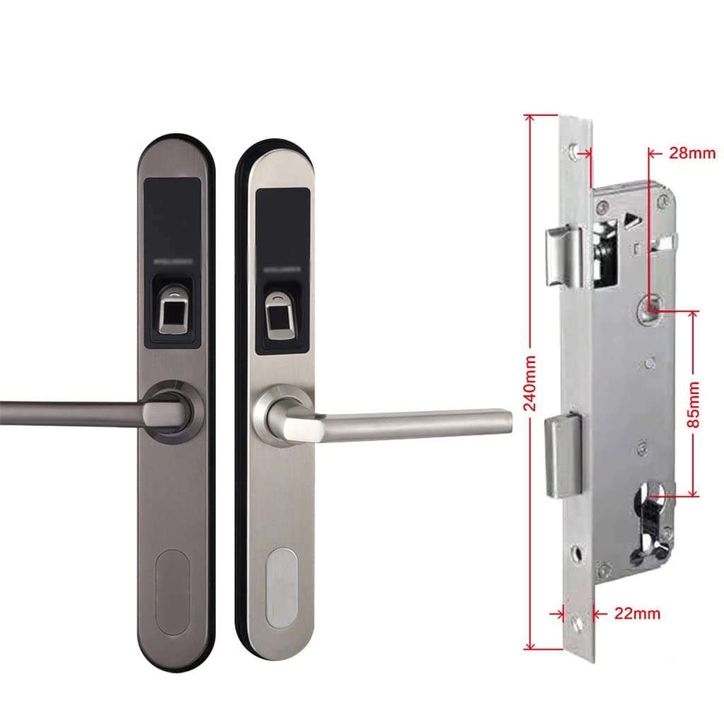 Waterproof Electronic Sliding Door Lock, Keyless Biometric Fingerprint Sliding Hook Door Lock for Wooden or Aluminum Glass Door (Color : B) (B) 6