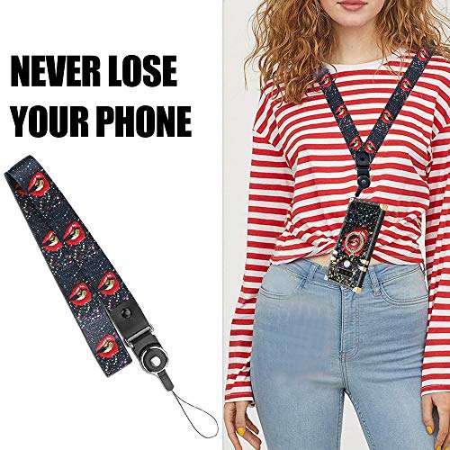 B-wishy for LG Stylo 6 Case, LG K71 Case with Kickstand Ring Holder Red Lips in Bullet Square Diamond Rivet Crystal Protective Retro Elegant Slim Shockproof TPU Cover for LG Stylo 6 6