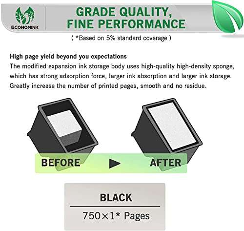 Economink Remanufactured Ink Cartridge Replacement for HP 61 Black HP61 for Envy 5530 4500 4502 5535 OfficeJet 4630 4635 4632 DeskJet 2540 1010 3050a 2542 2549 3510 2541 2548 1055 1512, 2-Pack 5