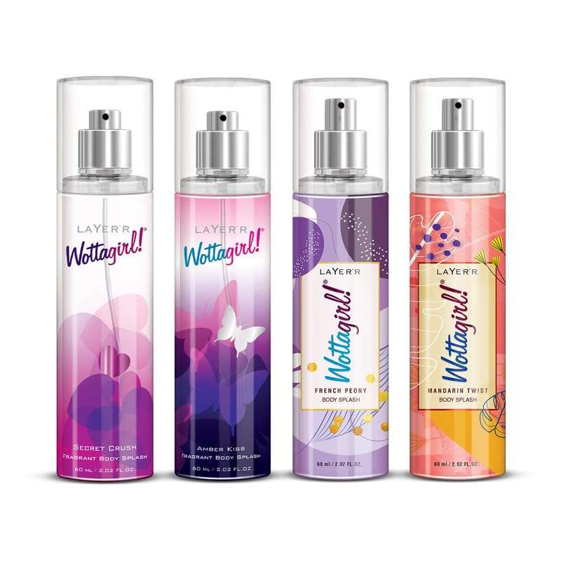 Layer'r Wottagirl Body Splash Combo Pack of 4 - For Women (240ml, Pack of 4)
