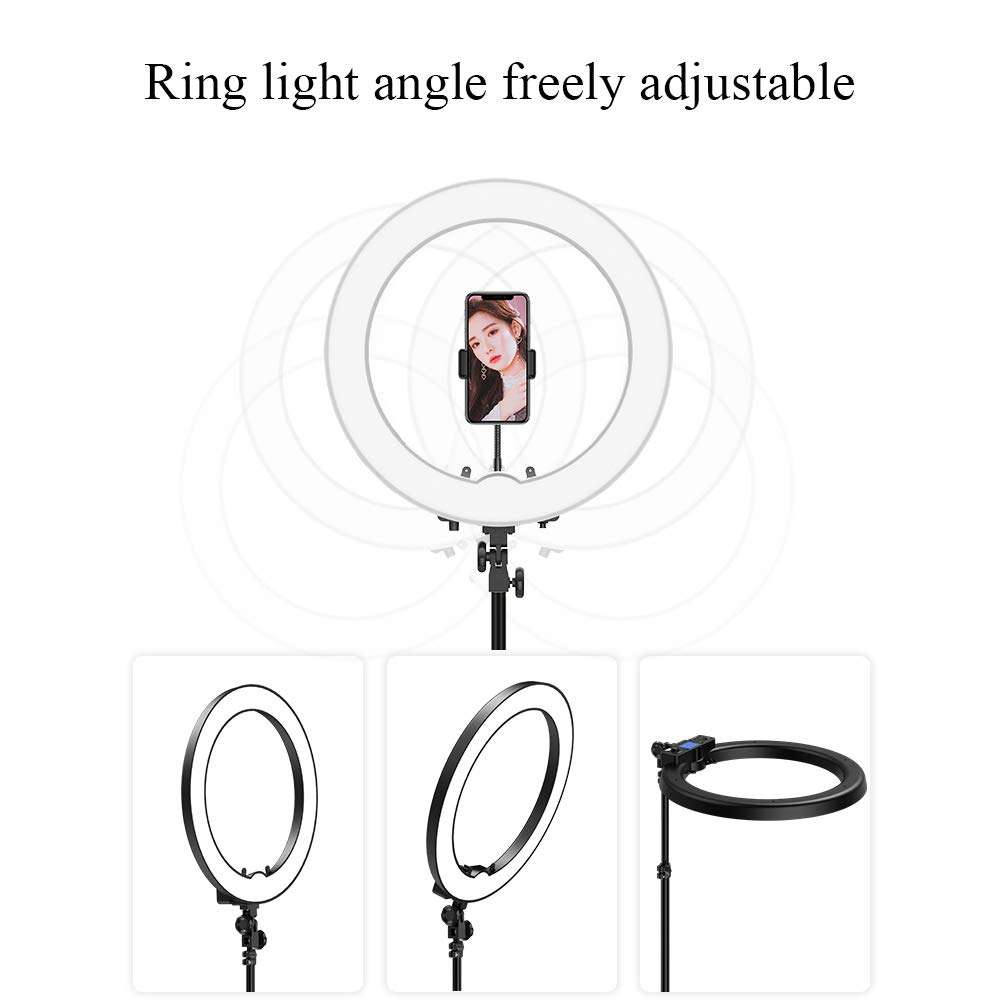 JION Doost 19-Inch External Dimmable SMD Led Ring Light Lighting Kit with Light Stand, Mobile Phone Holder, Hot Shoe Adapter for Portrait YouTube Video Capture 4