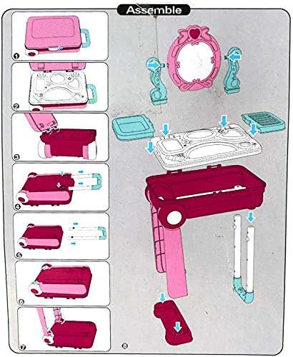 B For Best Children Beauty Makeup Kit Pretend Play Fashion Set Toy with Carry case Suitcase Trolley Light and Music for Girls Kids ( Multi Colour) 5