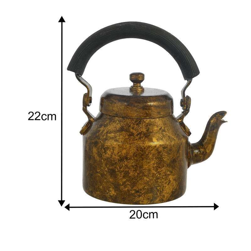 Asmita Craft HandPainted Alluminium Tea Kettle with Four Glasses and Wooden Tray For Home Dcor Tea Party Serving -06 5
