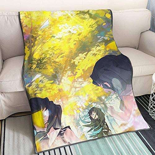 Plush blanket is soft Demon Slayer/Shade Character 3D Printed Blanket Cartoon Anime Characters Soft Plush Flannel Blanket Quilt Anime Fans Otaku Gift Bedding (Color : Flannel, Size : 150x200cm),Size:1 1