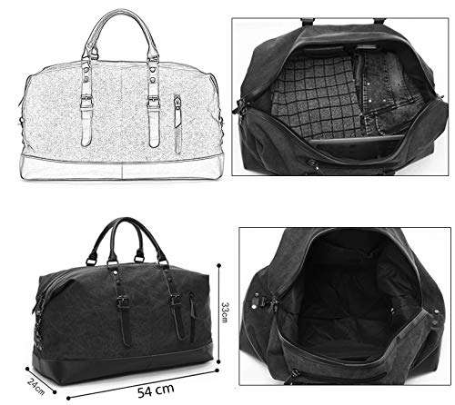 Style Homez American Pure Leather Canvas Weekender Duffle Over Size Luggage Bag, Vintage Style 45 litres Navy Green Color (for Men and Women) 6