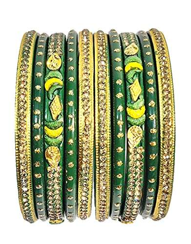 ANSHI CREATIONS 555 BABA LAHTHI MUZAFFARPUR FAMOUS BANGLE SET (Green,Pack of 10) (Green, 2.40) 1