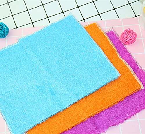 GlobalNiche® Orange5 pcs Bamboo Fabric Cleaning Cloth Fast Drying Dish Bowl Scouring Pad Towels Cleaner Kitchen Cleaning Tools (78899) 3