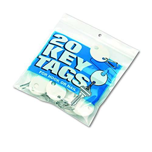STEELMASTER Oval Snap-Hook Key Tags, Plastic, 1 1/8 x 1 1/4, White, Pack of 20, 201800706 2