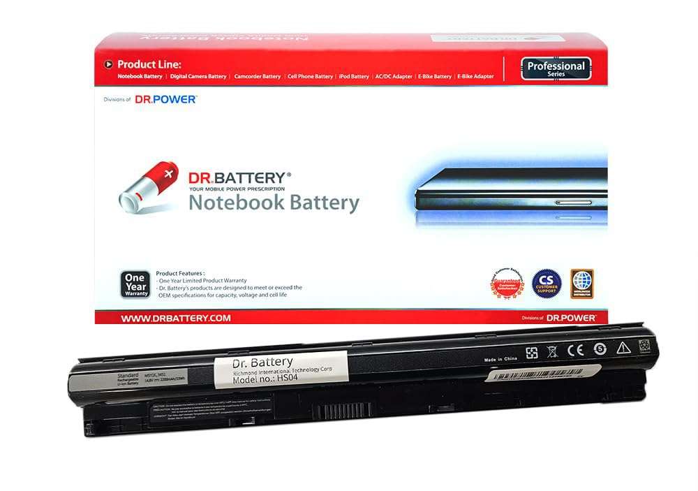DR. BATTERY M5Y1K VN3N0 GXVJ3 Laptop Battery Compatible with Dell Inspiron 14 15 17 5000 3000 5558 5555 5755 5559 3558 3451 3551 5758 5758 5551 5755 5458 Series WKRJ2 HD4J0 07G07 6YFVW K185W [14.8 V ] 1