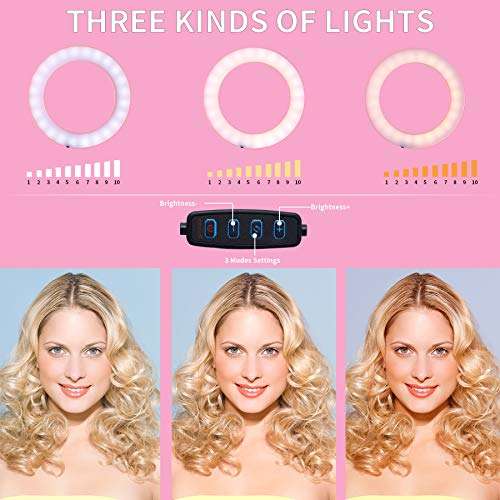 LED Ring Light, 6" Selfie Ring Light with Adjustable Tripod Stand and Phone Holder, Dimmable Led Camera Ringlight for Live Stream/Make Up/YouTube 2