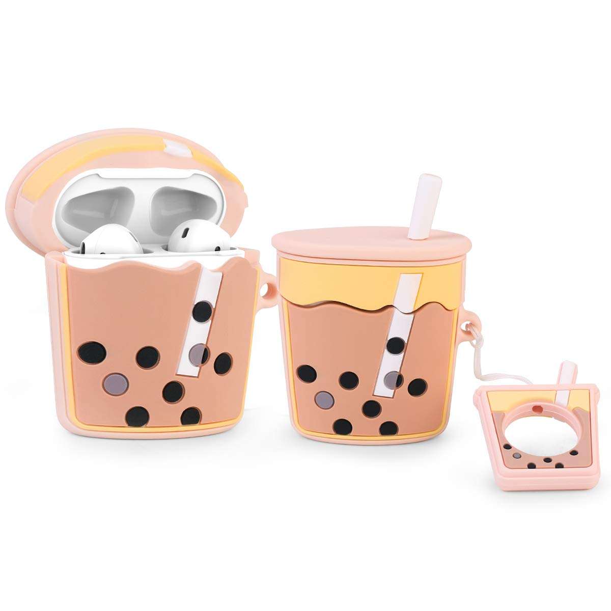 LEWOTE Case Funny Cute Cover Compatible for Apple Airpods 1&2[Dessert Food Series][Best Gift for Girls Boys or Couples](Milk Tea) 1