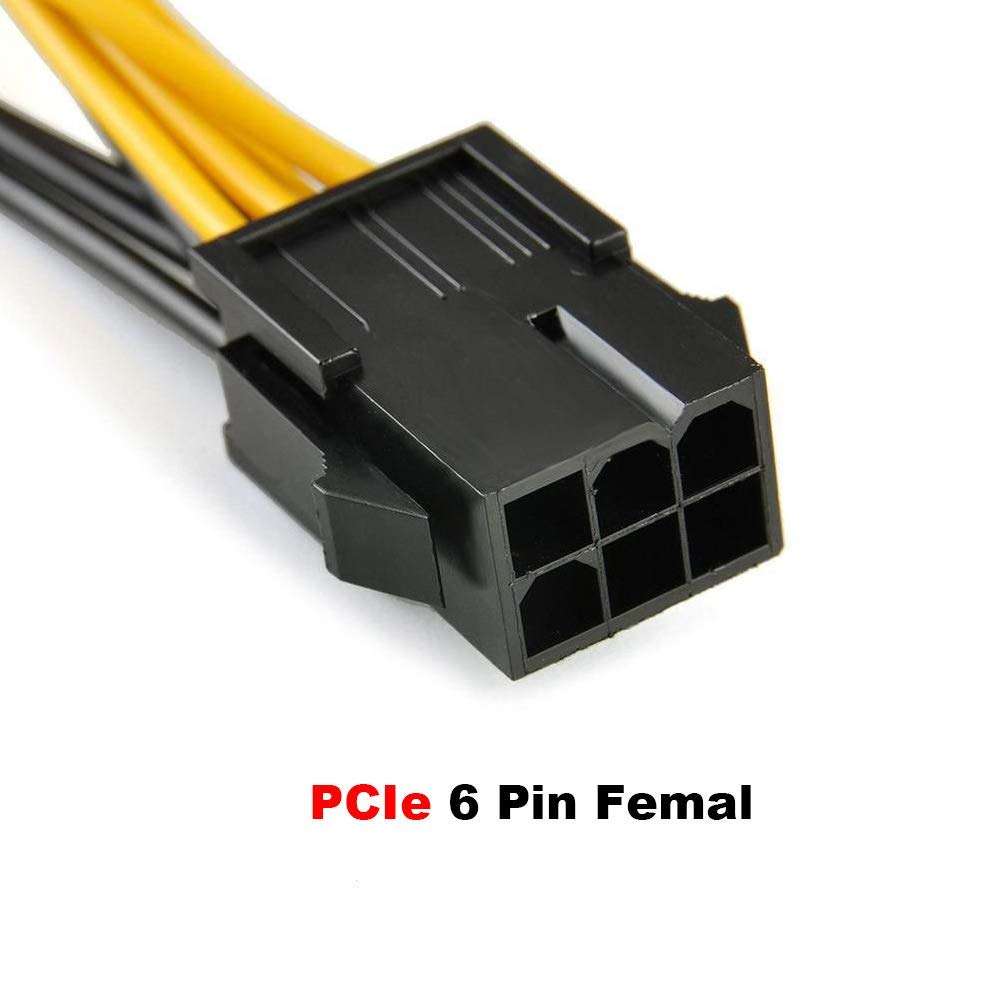 YW 6 Pin Female to Dual 8(6+2) Pin Male PCIe Adapter Power Cable PCI Express Y - Splitter Extension Cable 12.5 Inches (6 Pack) 3