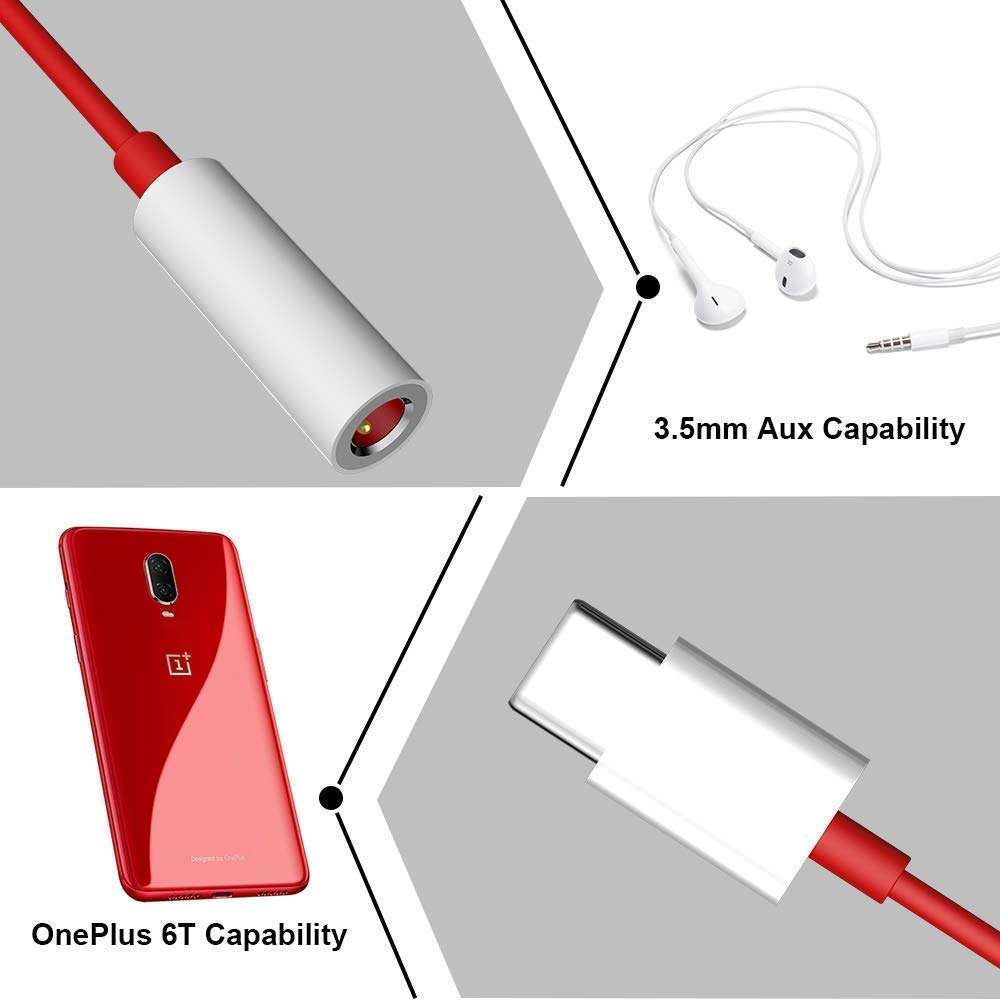 OnePlus Type C to 3.5mm Splitter Audio Jack Converter Adapter Headphones Jack Compatible with only OnePlus Devices 10R 10T 10 Pro and 7T 8T 9 Pro Devices(Earphone's Volume Up Down Keys,Mic Supportable 4
