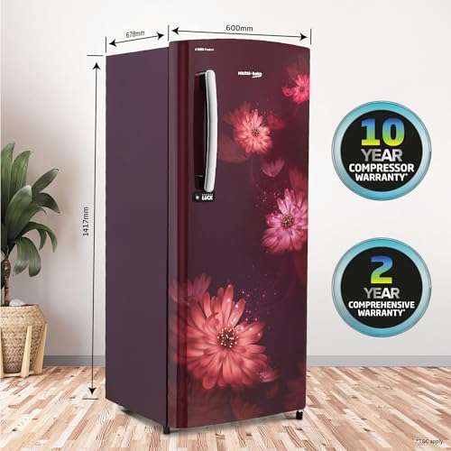 Voltas Beko ‘A Tata Product’ 210 L 3 star Made-in-India Direct cool Refrigerator (RDC245C / W0DWE0M000UGD, Dahlia Wine) 3