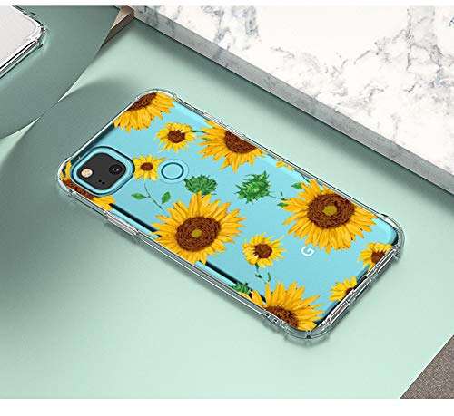 Redku for Google Pixel 4A 5G Case (Not Fit 4G)，Slim Four-Corner TPU Airbag Shock-Absorbing Drop-Resistant Silicone Soft Phone Case for Google Pixel 4A 5G (Sun Flower) 3