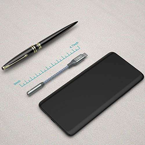 USB C Headphone Adapter, USB Type C to 3.5mm Audio Adapter Durable Braided Aux Converter DAC Stereo Connector Earphone Speaker Adapter for iPad Mini 2021 iPad Pro Galaxy S21 S20+ FE Ultra Google Grey 6