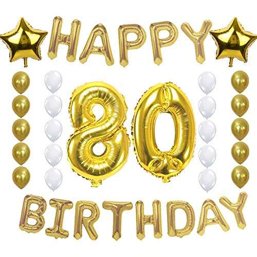 Book My Balloons 80 Birthday Party Decoration 40 Inch Happy Birthday Balloon Kit for Adults Happy Birthday Decorations Combo of Foil Balloon