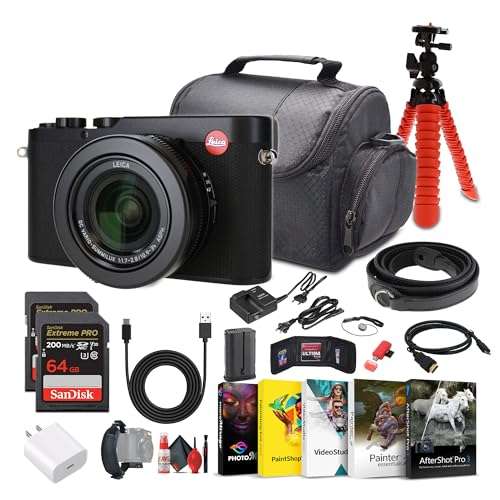 Leica D-Lux 8 Compact Digital Camera, 17MP 4/3" CMOS Sensor (19191) + 2 x 64GB Memory Card + Photography Software + Camera Bag + Flexible Tripod + Cleaning Kit + USB-C Cable + USB-C Adapter + More