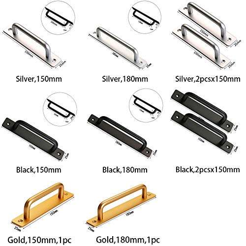 CALIDAKA Sliding Door Handle Aluminium Gate Handle Door Pull Handle Alloy for Sliding Barn Door Pull Handle Modern Simple Cabinet Replace Old or Damaged Door Handles Quickly and Easily 3