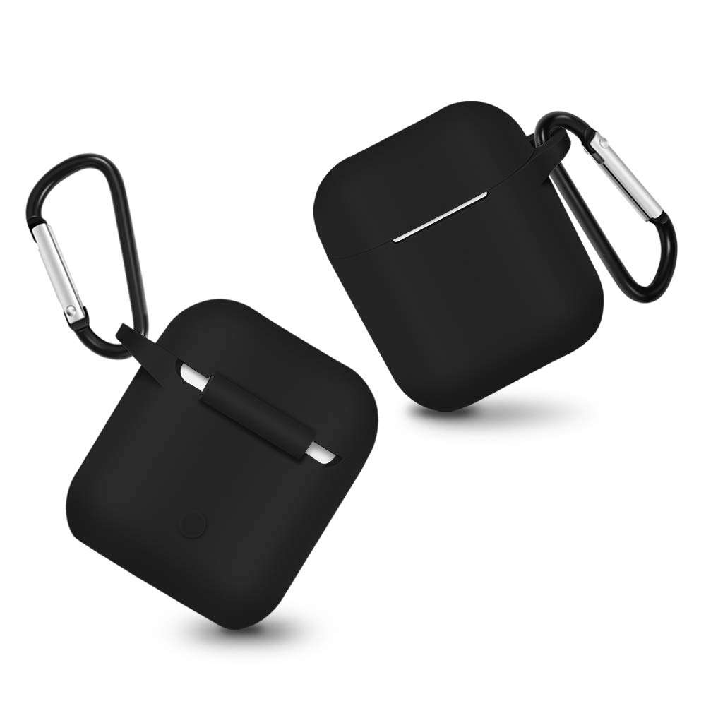 ZALU Compatible for AirPods Case with Keychain, Shockproof Protective Premium Silicone Cover Skin for AirPods Charging Case 2 & 1 (Airpods 1, Black) 4