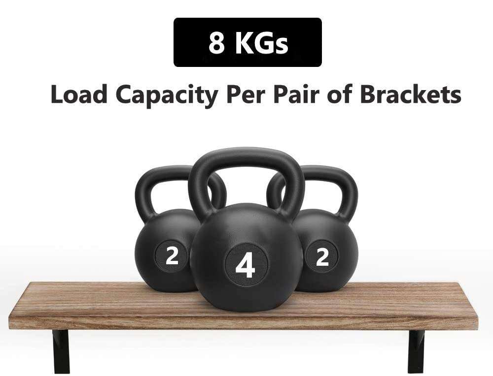 Retailmonk L Shaped Wall Shelf Angle Brackets with Screws, Heavy Duty Black Wall Shelves Metal Brackets - Powder Coated Steel Angle Bracket for Wall Shelf - (16 x 11 x 2.5 cm) - 6 PCs 6