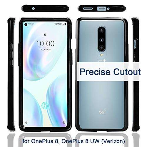 Orzero Case Compatible for OnePlus 8, OnePlus 8 UW (Verizon Version), Solid Acrylic Back Cover TPU Frame Scratch Resistant Shock Absorbing Body Protection Phone Case - Black 2