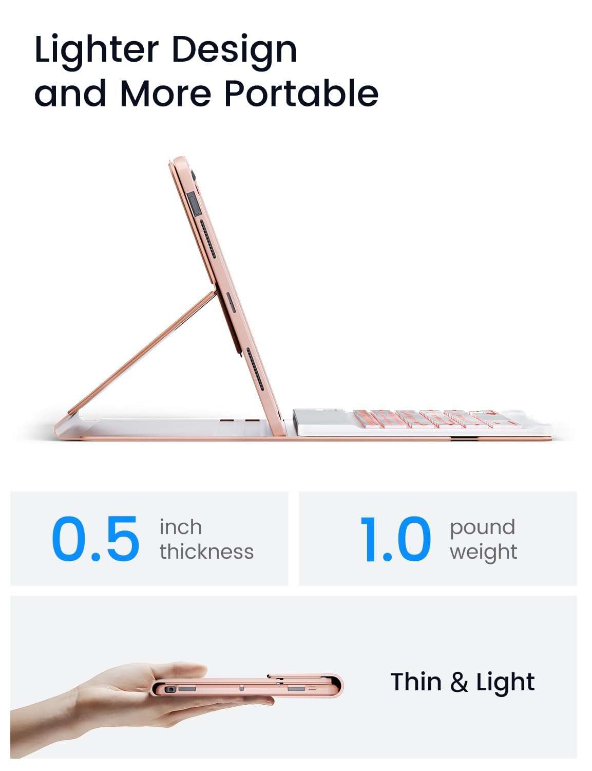 OYEEICE Keyboard Case for iPad Pro 12.9 (6th Generation 2022) - Detachable BT Backlit Magnetic Keyboard with iPad Pro 12.9 inch 5th / 4th Gen 2021 2020, Built-in Pencil Holder, Smart Cover(Pink) 6