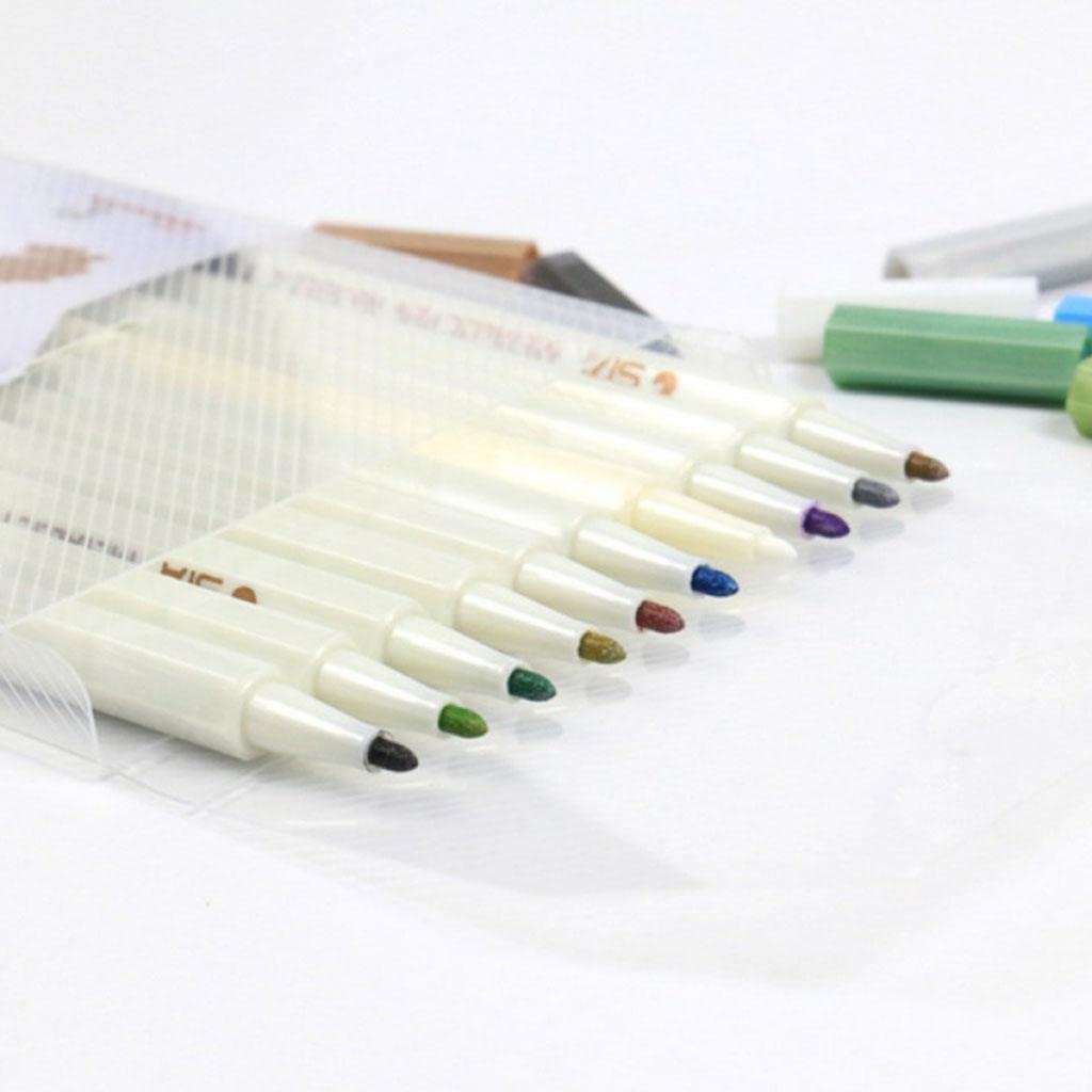 CALANDIS 10PCS/Set of Metallic Markers Glitter DIY Art Paint Pens Set for Card Making 1