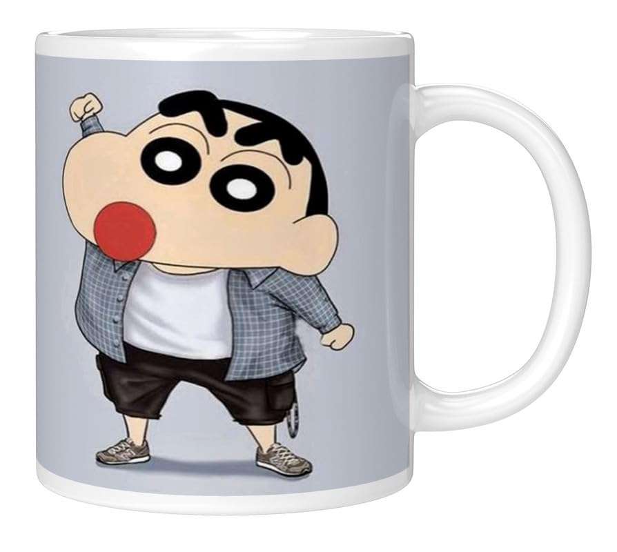 PrintWala Shinchan Character Printed Aluminum Bottle (600Ml) with Ceramic Mug (350Ml) – Fun Gift Combo for All Ages (Black Nozzle Sipper with Mug) 3