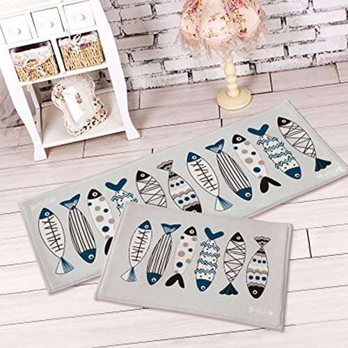 WorldCare® Green, Size02 : 40Cmx60Cm 1Pcs Colorful Suede Floor Mats Bedside Carpets Bathroom Fish Pattern Kitchen Non-Slip Shower Carpet 3