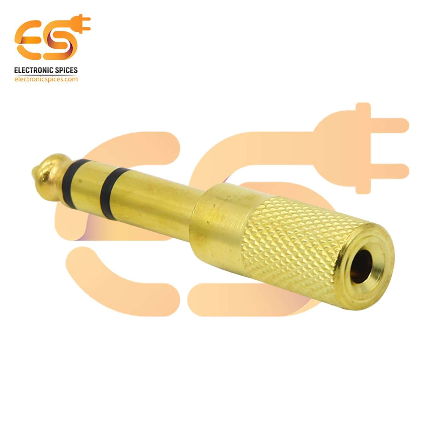 Electronic Spices Stereo 6.35mm Male to 3.5mm Female Golden Color Audio Connector (Pack of 2) 6