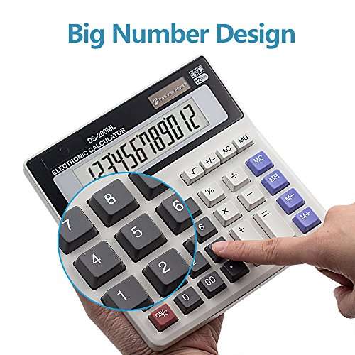 Calculator, Basic Desktop Calculator, Solar Battery Dual Power with 12-Digit Large LCD Display and Large Computer Keys Office Calculator by Ebristar (Battery Included) 4