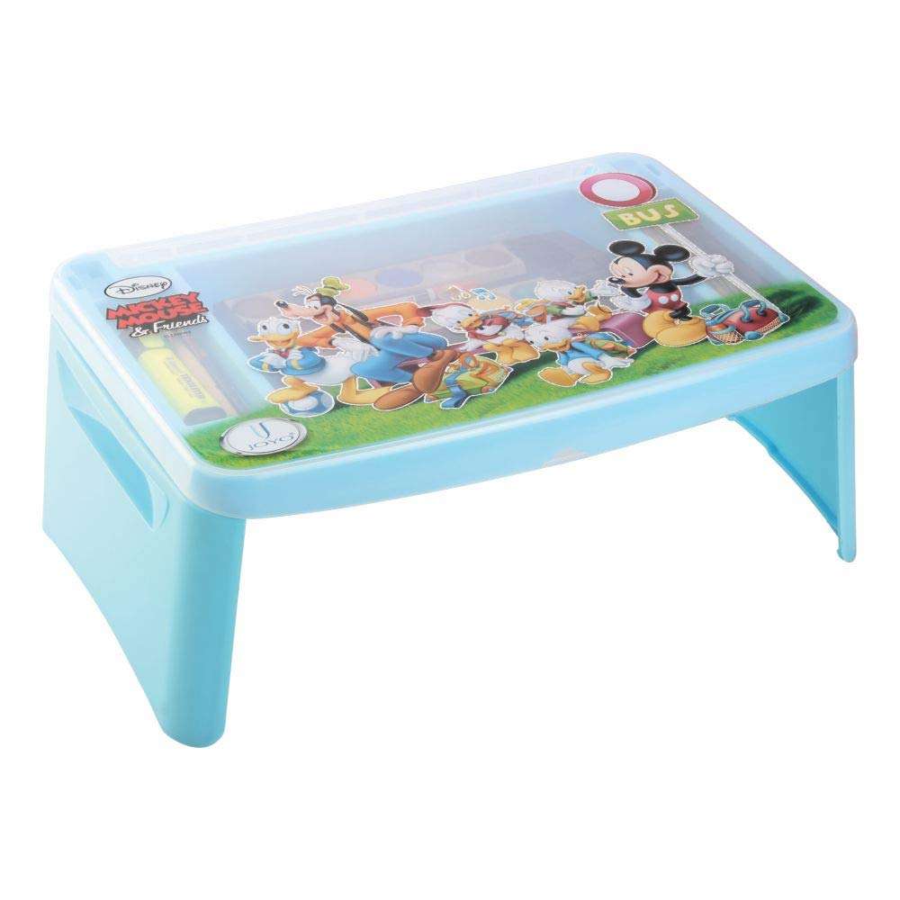 JOYO Plastic Mickey Mouse & Friends Printed Multi-Utility, Compact, Portable and Foldable Study Desk with Storage Compartment (Blue) 1