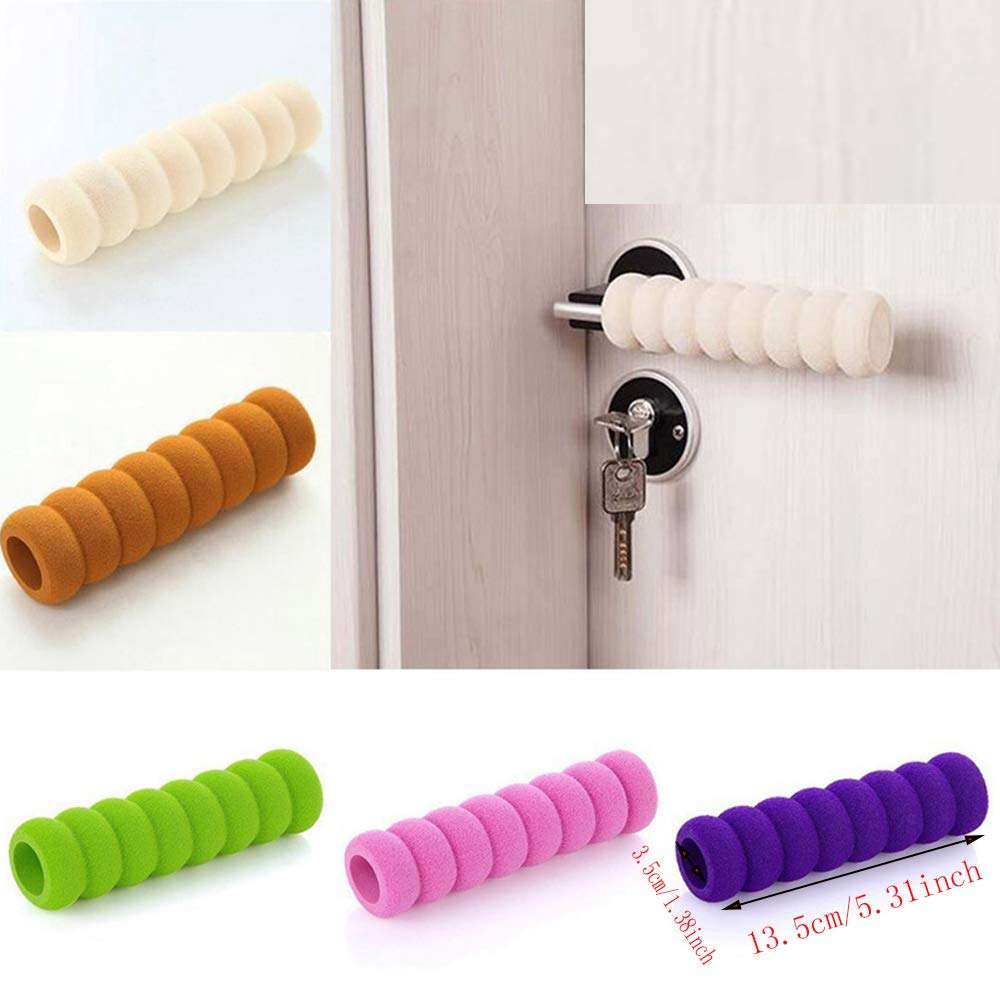 VEIREN 10 Pack Door Knob Covers Spiral Soft Foam Anti-Collision Lever Door Handle Cover Guard Elastic Dust Covers Door Stopper Children Kids Safety Protector Cases for Home Office Hospital School 2
