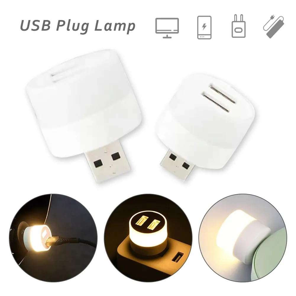 HIKI ZIKI Mini 2 in 1 USB Holder Port with Lamp| Portable Home Lights| Led Light with Double USB Charging Port| Mini USB Plugin Lamp| Laptop Light/Desktop Reading Light with Data Cable Protector_ (2) 4