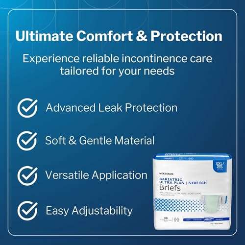 McKesson Ultra Plus Stretch Briefs, [80 Count], XXL/3XL, 58-77 in. Incontinence Adult Diapers, Heavy Absorbency, Unisex, Disposable, Elastic Leg Gathers and Contoured Fit for Men and Women 5