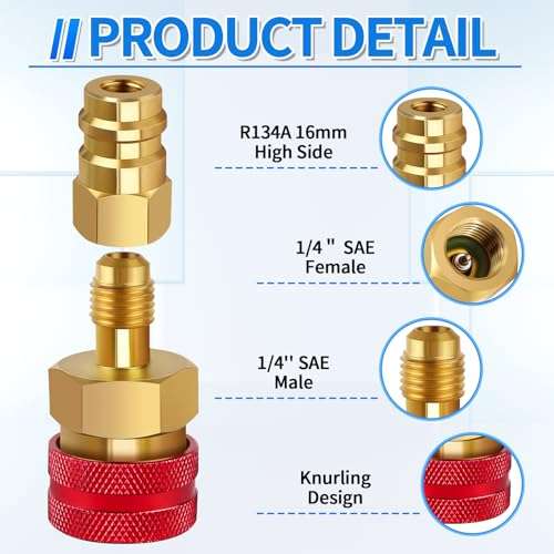 Boltigen R1234yf to R134a Adapter, R134a Adapter, R134a to R1234yf Adapter Kit, for R1234yf/R134a Car AC Refrigerant System 3