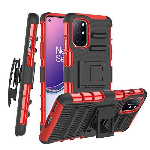 Ryphez for OnePlus 8T Case,OnePlus 8T 5G Case,Holster Shockproof Full-Body Protective Hybrid Case with Swivel Belt Clip and Kickstand for OnePlus 8T/OnePlus 8T 5G (Red) 1