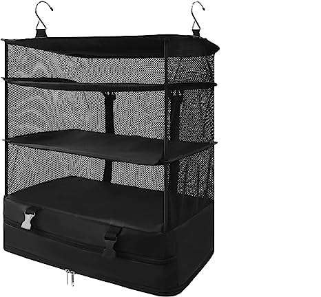 Dhadh Multi-functional clothes storage bag (black) travel, business trip storage good thing Hanging Shelves Travel Storage Bag Compression Packing Cube for Suitcase Collapsible 1