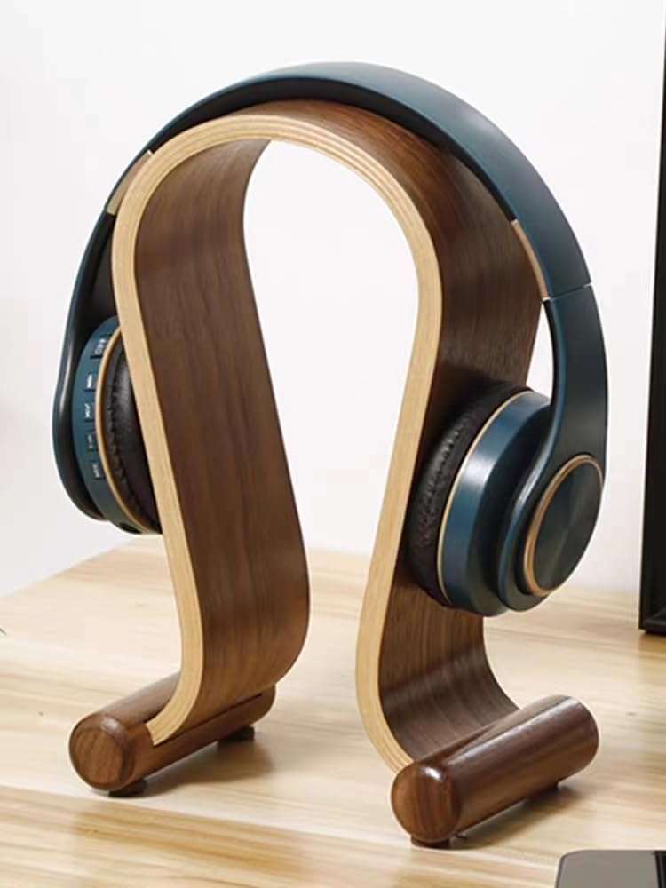 Headphone Stand Wood, Headset Stand for Desk, Walnut Gaming Headphone Holder Compatible for Sennheiser, Bose, Beats, Razer, AKG, Airpod Max, HyperX, Sony PS4 et. 5