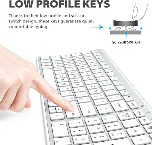 iClever GK03 Wireless Keyboard and Mouse Combo - 2.4G Portable Wireless Keyboard Mouse, Rechargeable Ergonomic Design Full Size Slim Thin Stable Connection Keyboard for Windows 7/8/10, Mac OS 4