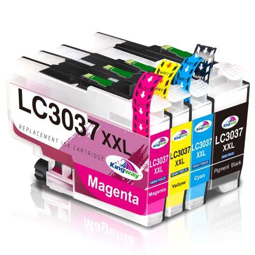 KINGWAY LC3037 Ink Cartridges, Replacement for Brother LC3037 LC3037XXL LC3039 Ink Work for Brother MFC-J5845DW MFC-J5845DWXL MFC-J5945DW MFC-J6545DW MFC-J6545DWXLPrinter 4 Pack(1BK, 1C, 1M, 1Y) 1