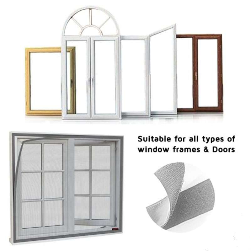 AutarkyFiberglass Window Mosquito Net (Size- 33 Inch x 53 Inch / 83.8cm x 134.6cm) 120GSM Pre-Stitched & Strong Self-Adhesive Hook Tape Color - Black 6