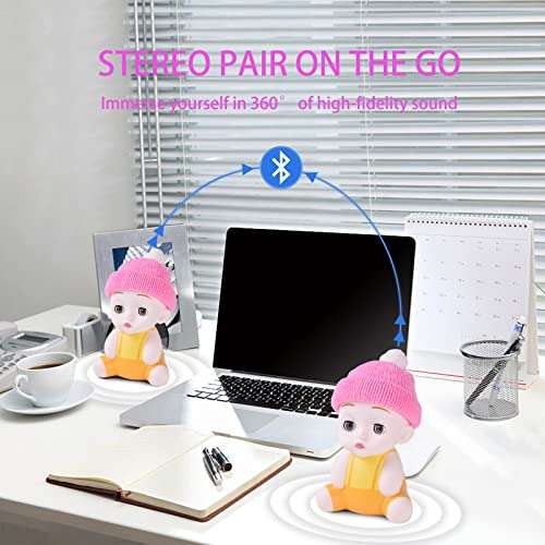 Aresrora Doll Wireless Bluetooth Speaker,Vintage Decor,Kawaii Speaker with TWS Pairing,Bluetooth 5.0,Built-in-Mic,Handsfree Call,TF Card,HD Sound and Bass for Android/iOS Devices (Girl) 4