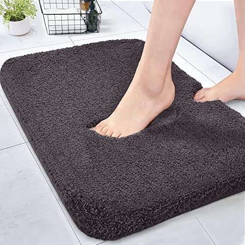 SIWAN | Microfiber Soft Door Mats for Bathroom Entrance/ Kitchen or Drawing Room Mats, Water Absorbent Dirt Trapper (Size: 60 x 40 cm, Dark Grey 1) 1
