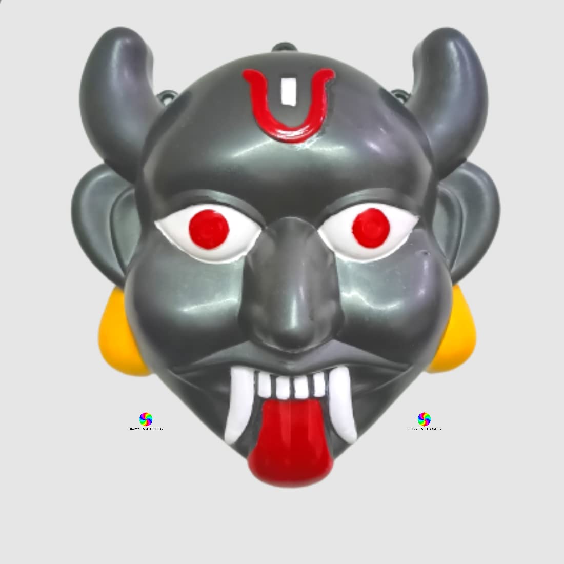 DRAVY HANDICRAFTS Nazar Battu for home entrance Evil Eye Protector Plastic Mask For Pooja Wall Hanging Nazar Suraksha Kawach for House Entrance, Office, Shops, Car, Truck (Size- 7X7 Inches)