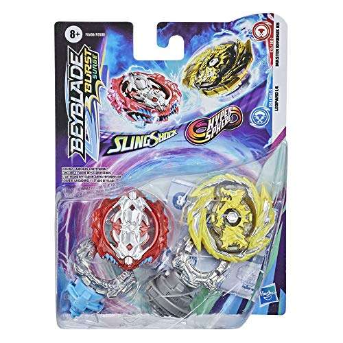 Beyblade Burst Surge Dual Collection Pack Hypersphere Master Kerbeus K5 and Slingshock Leopard L4 Spinning Top Toys - 2 Battling Game Tops 2