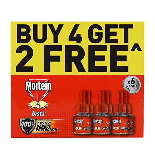 Mortein Insta5 Mosquito Repellent Liquid Refill - 45ml x 6 (Buy 4 Get 2 Free) | 100% Protection from Dengue Mosquitoes, Pack of 6 1
