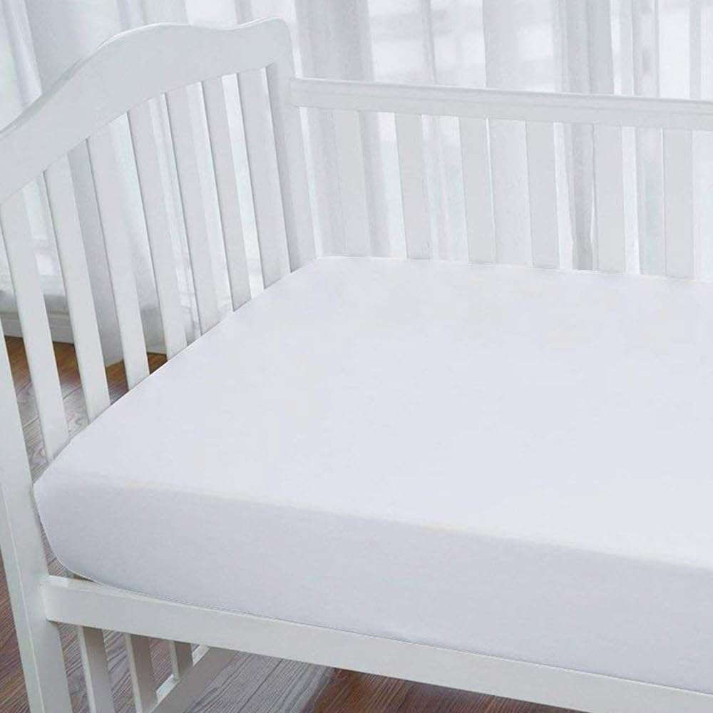 Toddler Crib Bed Protector Waterproof for Baby Mattress Protector Fitted Style Terry Cotton | Water Proof Bed Sheets/Mattress Cover/Dry Sheet/Bed Protector - 52" L x 28" W x 8" H (Inch) White