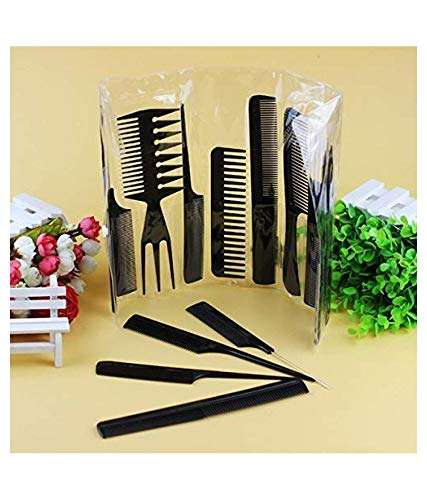 NFI essentials Professional Hair Cutting and Styling Comb Kangi Salon Kit Combs Cumb Come Hair Comp - Combo Set of 10; Black (Black) (combo) (comb) 1